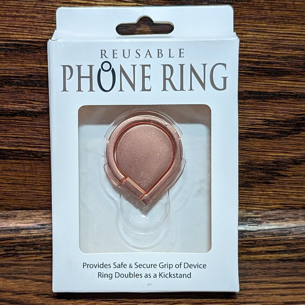 Reusable rose gold tone phone ring and kickstand NIB